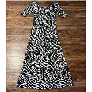 DG Zebra Print Midi Dress Black/White Junior Womens Size Medium Flowy Loose Fit